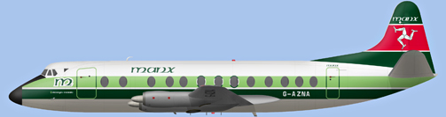 David Carter illustration of Manx Airlines (Skianyn Vannin) Viscount G-AZNA
